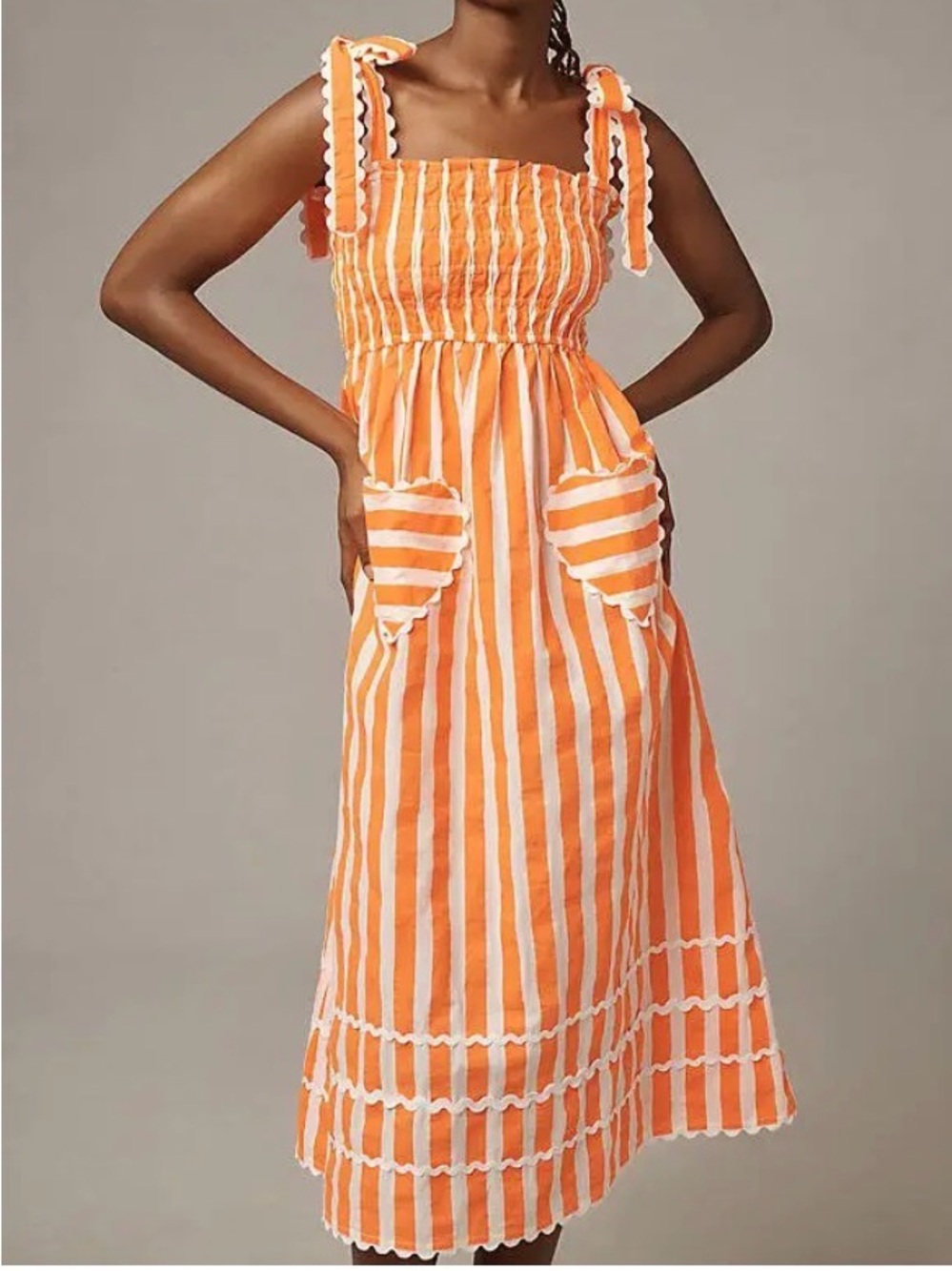 Pink City Prints Immy Orange Stripe Midi Dress